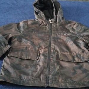DKNY army fatigue fall jacket with hood